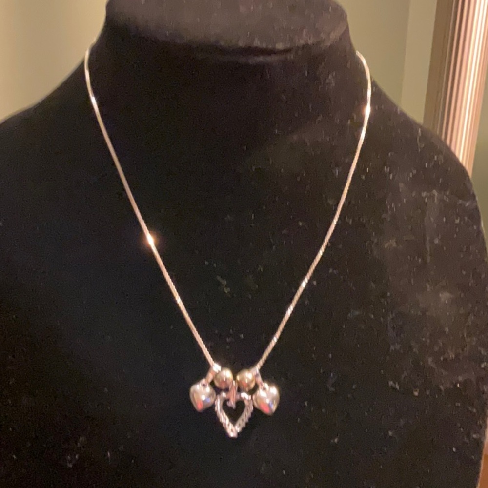 Radiant Sterling SIlver Pendant Hearts Necklace